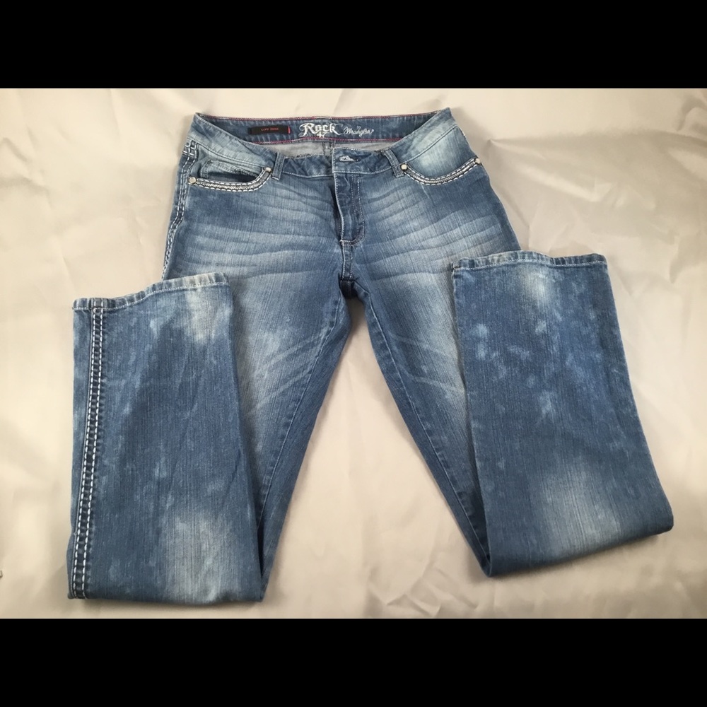 Wrangler, rock 47, 11/36. Stonewashed jeans.